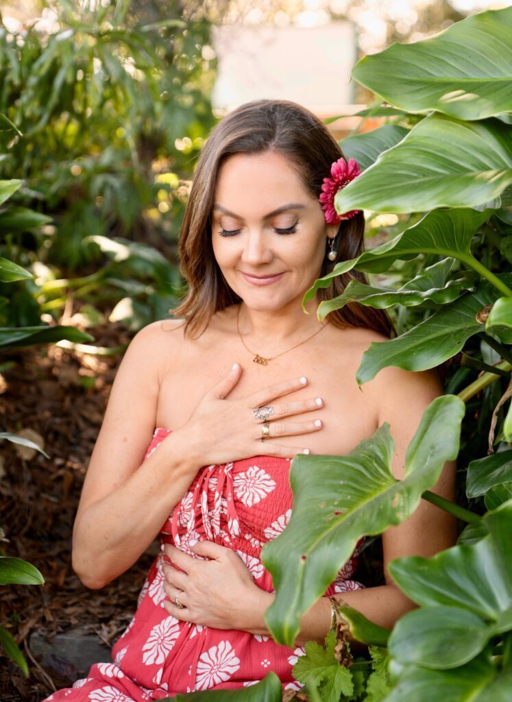 Lia Light amongst tropical plants.