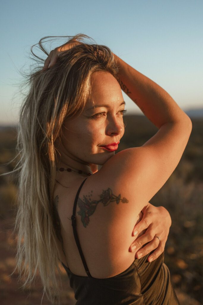 Close-up of Olivia at the golden hour