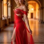 Golden Goddess standing in a hall