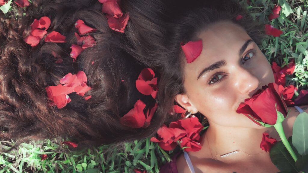 Gina Marie surrounded by roses