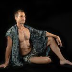 sitting in a robe