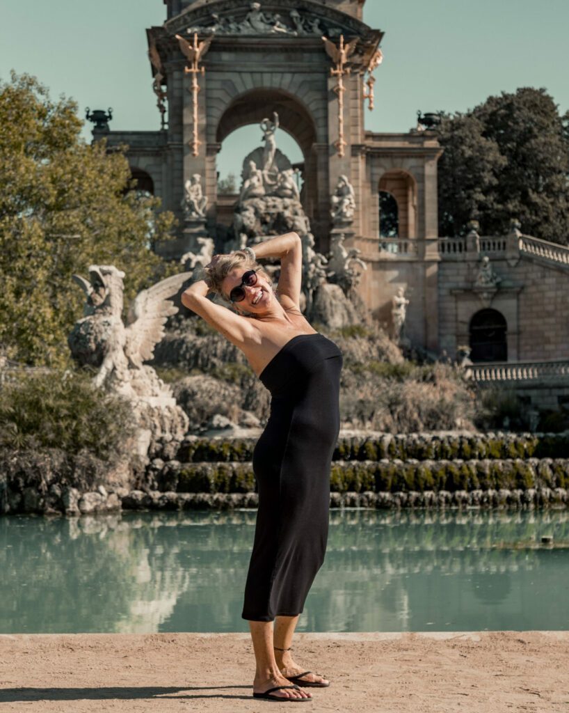 Carol in front of a fountain