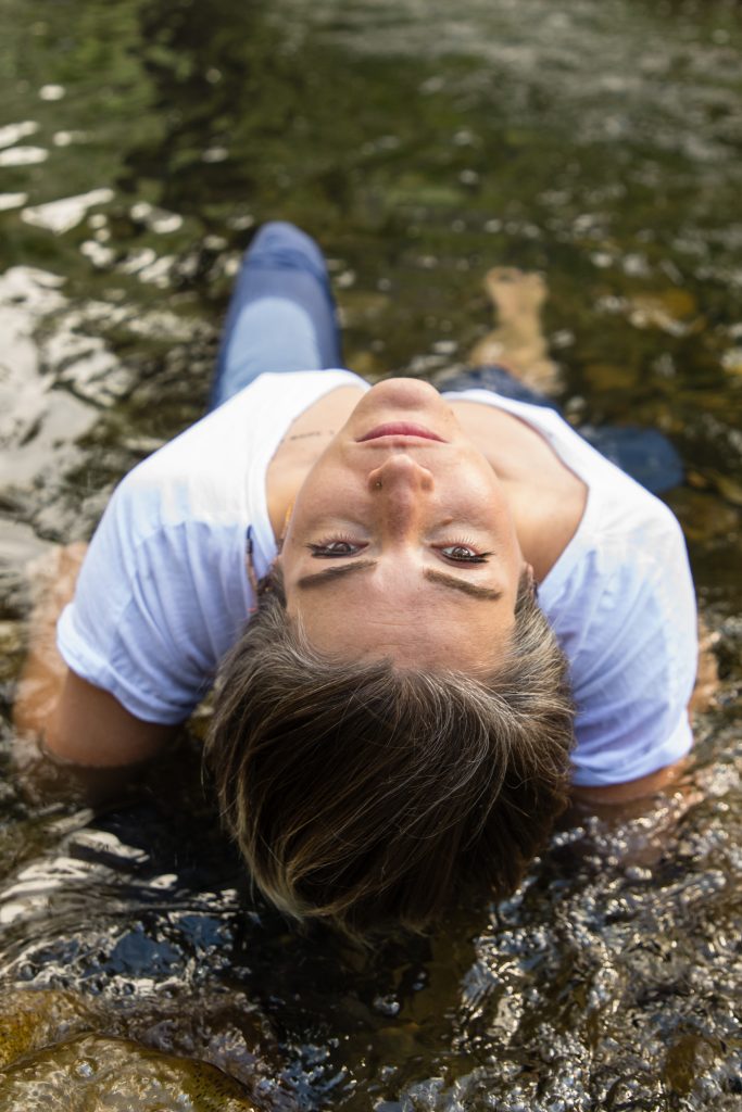Feet in the water.